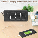 DreamSky Wooden Digital Alarm Clock for Bedroom - Desk Clocks for Living Room with Large Numbers, Dimmer, USB Port, Loud Alarm for Heavy Sleepers with Volume Control, DST, Wood Decor DreamSky
