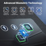 XDeer Biometric Pistol Safe (FCC & California DOJ Certified) - Quick Access Handgun Safe with Fingerprint & Digital Keypad, APP Bluetooth Secure Home Gun Safe for up to 4 Pistols (No Cleaning Kit) XDeer