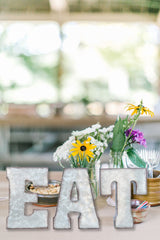 Zoreal Galvanized EAT Sign Rustic Metal Letters Free Standing Decorative Sign Wall Decor Zoreal
