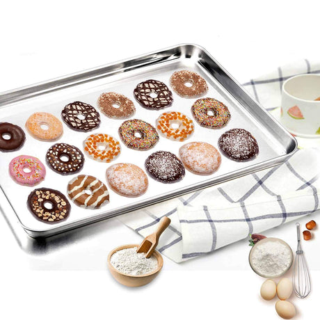 TeamFar Baking Sheet, 17.6’’ x 13’’ x 1’’ Stainless Steel Large Cookie Sheet Half Baking Pans, Non-toxic & Healthy, Easy Clean & Dishwasher Safe, Heavy Duty & Sturdy- Set of 2 TeamFar