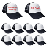 ORJ 10 Pack Unisex Sublimation Blank Mesh Baseball Cap Polyester Mesh Black and White Trucker Hat Bulk (US, Alpha, Medium, 3X-Large, Black and White) ORJ