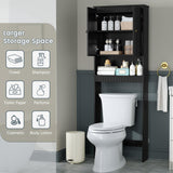 Baztin Over The Toilet Storage Cabinet, Over The Toilet Storage with Fluted Door Over The Toilet Cabinet with Adjustable Shelf Above The Toilet Storage Cabinet for Bathroom Organizer, Black Baztin