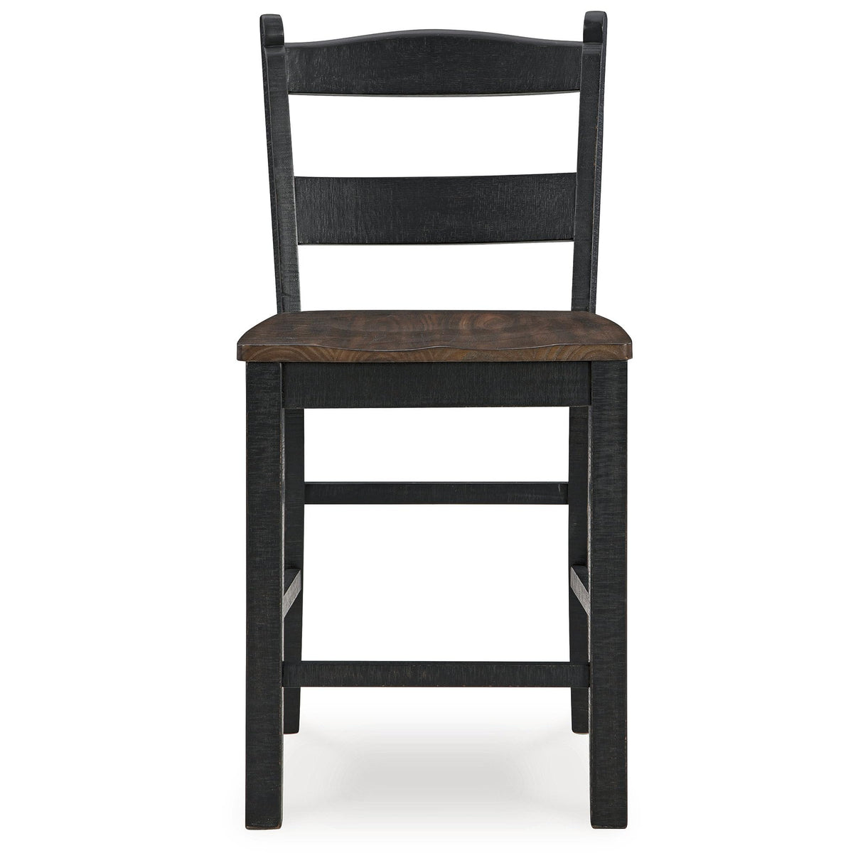 Signature Design by Ashley Valebeck Casual Rustic Counter Height Bar Stool with Contoured Seat and Footrest, Set of 2, Wood, 24" High, Black & Dark Brown Signature Design by Ashley