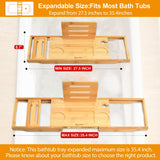 Luxury Bathtub Caddy Tray - Bath Tray Expandable - Bath Tub Tray Table for Bathtub - Bath Caddy Tray for Bathtub, Ajustable Size, Fits Most Tubs Banlilu