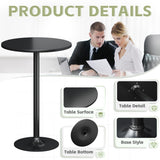 Flamaker Modern Black Round Bistro Pub Table - Stylish Metal Base with MDF Top for Dining and Entertaining Flamaker