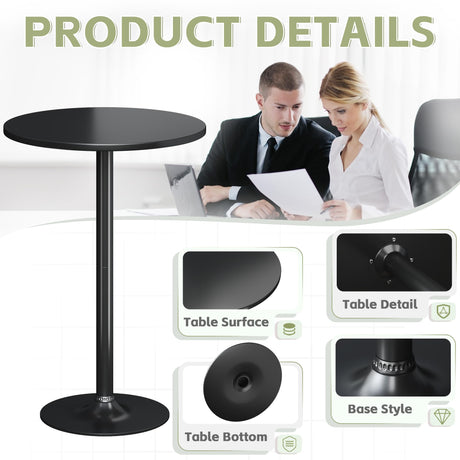 Flamaker Round Bistro Pub Table 2 Pack Modern Style Metal Base MDF Top Cocktail Bar Table Counter Bar Height for Pub, Dining Room, Party (Black) Flamaker