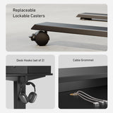 FEZIBO 48 x 24 Electric Standing Desk Adjustable Height with 4 Drawers, Sit Stand Desk with Storage Shelf, Rising Desk with Splice Board, Black Frame/Rustic Brown Top, 48 inch FEZIBO