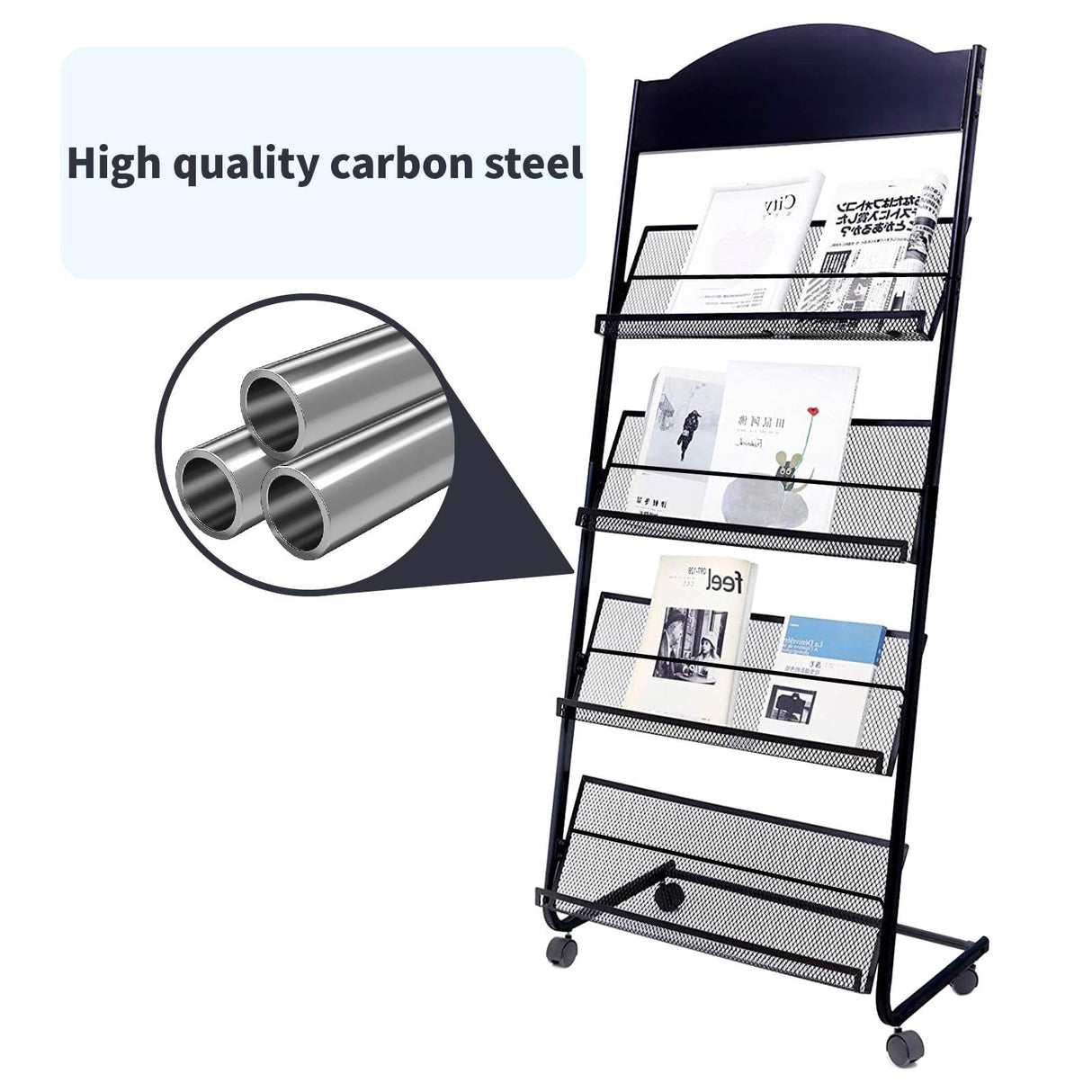 YinghaoFloor Standing Magazine Rack, 4 Layer Iron Magazine Rack Floor, Suitable for the Display of Brochures or Documents in Exhibitions, Shopping Malls, Hospitals, Offices Yinghao
