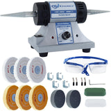CTISMICE Jewelry Bench Polisher, Adjustable Variable Speed Benchtop Polishing Machine, 450W Buffer Grinder with 8pcs Buffing Wheels, 2pcs Polish Compound, Safety Glasses for Jewelry, Metal, Wood CTISMICE