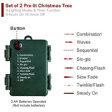 Set of 2 Christmas Trees with Lights 4-FT Artificial Urn Potted Porch Christmas Tree Battery Powered with 8 Modes and Timer for Indoor Outdoor BAYN