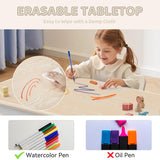 DOREROOM Kids Table and 2 Chairs Set, Height-Adjustable Toddler Table and Chairs Set with Graffiti Desktop, 23.6''L x 23.6''W Children Activity Table for Daycare, Classroom, Home DOREROOM