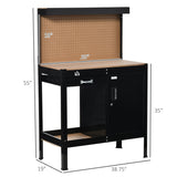 HOMCOM Multipurpose Workbench, Workshop Tool Table with Slide Drawer. Peg Board, Storage Cabinet with Keys HOMCOM