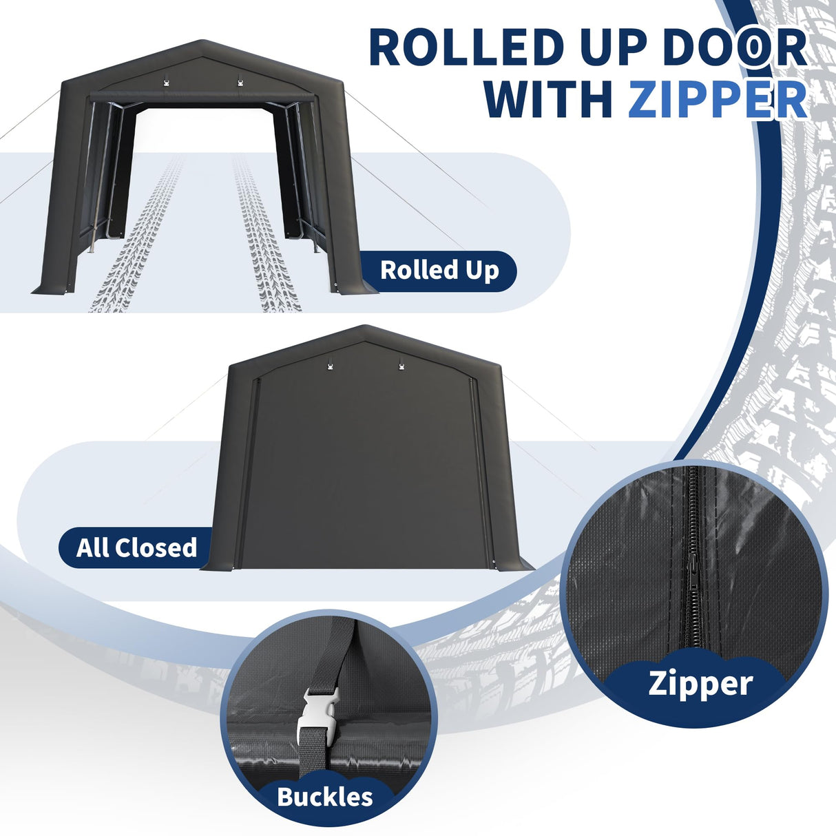 VONZOY Carport 10'×15' Heavy Duty,Car Canopy Portable Garage with Roll-up Zipper Door,Thick Shelter Storage Canopy Tent with All-Steel Metal Frame,Sunshade,Waterproof,for Car,Truck,SUV VONZOY