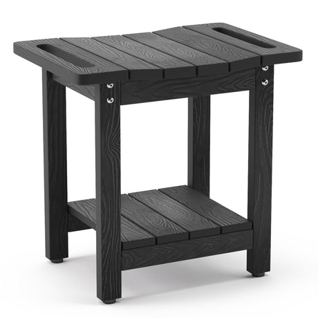 LUE BONA HDPS Shower Benches for Inside Shower, Black Shower Stool for Shaving Legs with Shelf, Waterproof Shower Chair Seat for Spa Bathroom, Weather Resistant/Non-Slip/Handles/Indoor or Outdoor Use LUE BONA