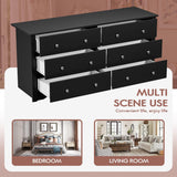 YESHOMY Dresser with 6 Drawer, Wood Wide Chest Storage Organizer and TV Stand for Living Room, Hallway, Dormitory, Black YESHOMY