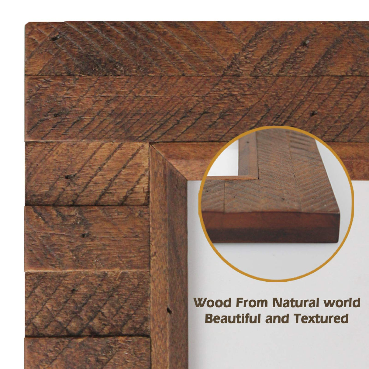 Eosglac Wooden Picture Frame 8x10 inch, Wood Plank Design with Rustic Brown Finish, Wall Mounting or Tabletop Display, Handmade Photo Frame Eosglac