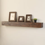 WELLAND 60 - Inch Fireplace Mantel Shelf, Real Wood Floating Wall Shelf, Walnut Color, Pinewood WELLAND