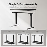 CubiCubi 48 × 24 Electric Standing Desk with Drawers, Whole-Piece Glass Adjustable Height Desk, One-Piece Quick Install Adjustable Sit Stand Desk, Black CubiCubi