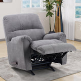 CANMOV Rocker Recliner Chair for Adults,Manual Recliner Chair with Overstuffed Backrest and Armrests, Soft Fabric Manual Rocking Reclining Sofa for Living Room,Grey CANMOV