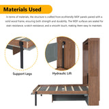 Polibi Full Size Murphy Bed with Foldable Desk,Space Saving Wall Bed,Heavy Duty 500 LBS,Hydraulic Lift,for Apartment & Home Office,Walnut & Gray Polibi