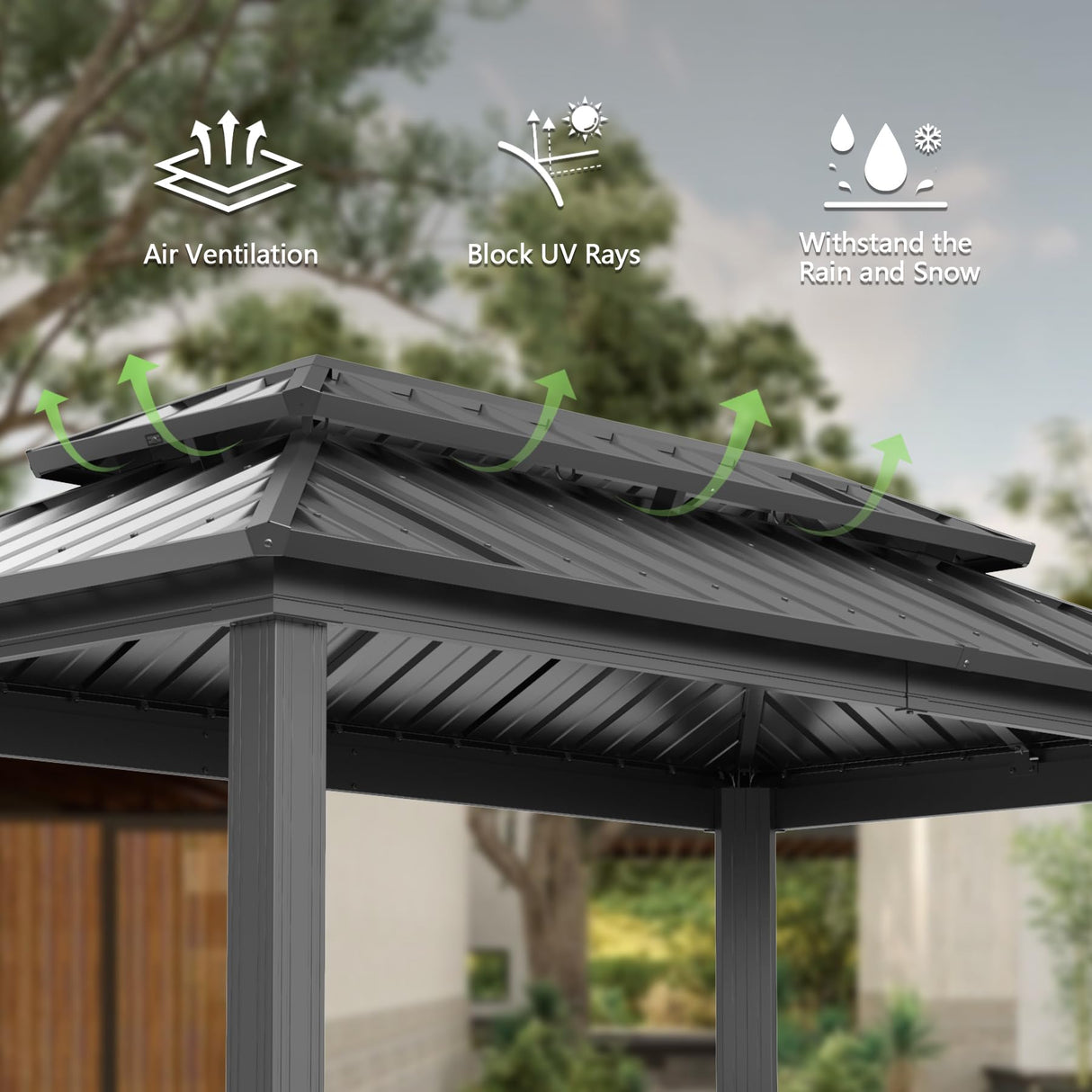 Domi 6x10FT Hardtop Grill Gazebo, BBQ Gazebo with Double Galvanized Steel Roof, 2 Storage Cabinets and Ceiling Hooks, Outdoor Grill Shelter for Backyard, Lawn and Garden(Gray) domi outdoor living