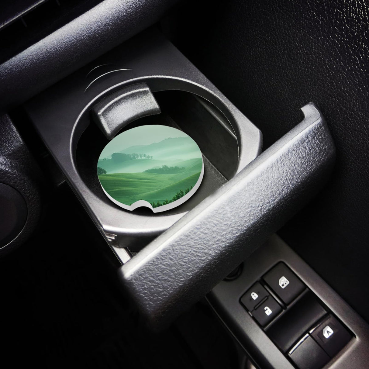 24pcs Sublimation Ceramic Cup Coasters - Blank Cupholder with Finger Grooves Keep Vehicle from Cold Drink Stain Spill - Cup Coasters for Car Office Home Drink Shop PartyKindom