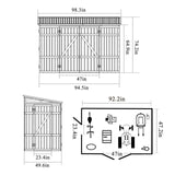 MUPATER 8×4 FT Wooden Storage Shed for Outdoor, Lean-to Shed Kit with Thickened Galvanized Steel Panels, Double Wide Door & Extra Side Door, Wooden Tools Shed with Air Vents for Patio Garden MUPATER