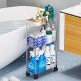 Yieach Slim Rolling Cart with Wheels for Small Spaces,3 Tier Skinny Utility Bathroom Storage Cabinet & Laundry Room Organization,5.1″W Narrow Shelf Unit for Small Spaces,Toilet Side,Office,Kitchen Yieach