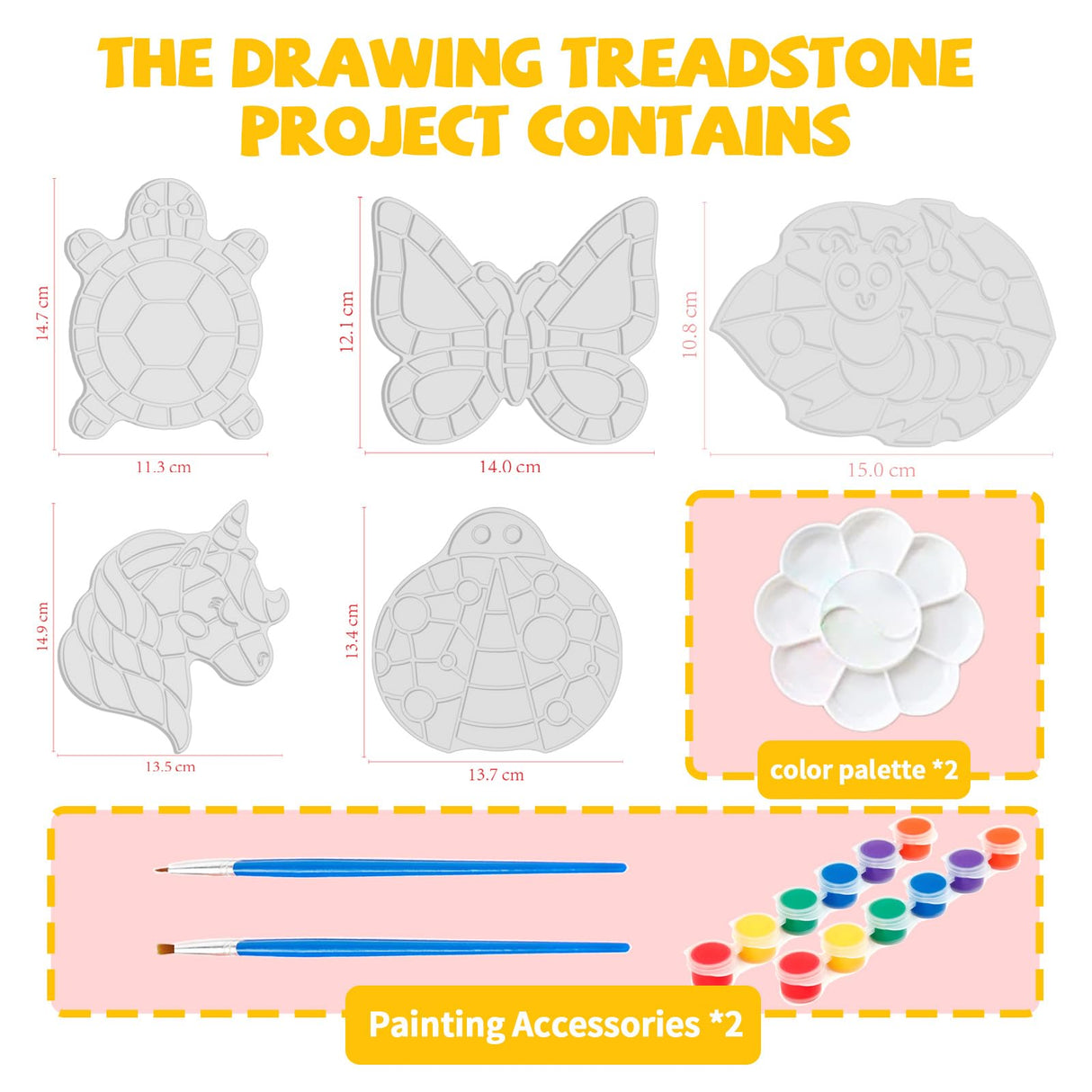 Stepping Stones Painting Kit for Kids Ages 4-12 - 5 Pack Paint Your Own Garden Stones with Butterfly, Unicorn & Ladybug Designs, Outdoor Art & Craft Activity Set, Creative Summer Gift for Boys & Girls Hdsahdok