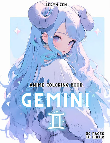 Anime Coloring Book: Zodiac Gemini: Manga Art & Anime Enthusiasts Stress Relief Adult Coloring (Anime Zodiac Signs) Majosta