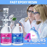 Epoxy Resin - Fast Cure Epoxy Resin, 1 Gallon 4 Hours Demold 8-10 Hours Casting Resin Crystal Clear for DIY Molds Wood Jewelry Table Tops Bar Top Casting Coating Crafts Supplies Easy Mix 1:1 Ratio Myqiuf