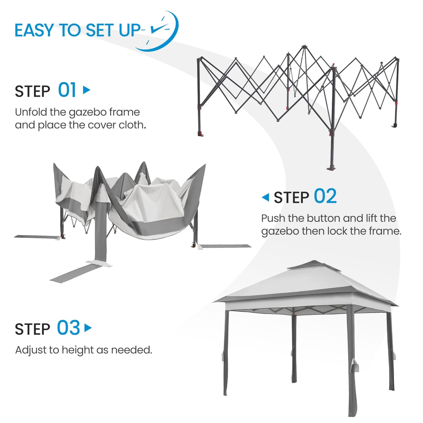 Yaheetech 11x11 Pop Up Gazebo Outdoor Canopy Shelter, Instant Patio Gazebo Sun Shade Canopy Tent with 4 Sandbags, 2 Tiers Roof & Mesh Netting for Lawn, Garden, Backyard & Deck, Gray - WoodArtSupply