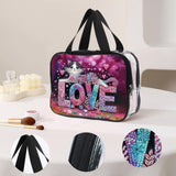 DIY diamond painting makeup bag kit, cat pattern sequined makeup storage bag with zipper, portable travel toiletries bag, as a handmade creative gift Tontut