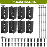 8Pcs Concealed Joist Hanger, 2" x 4"Outdoor Concealed-Flange Hanger, 2"x4" Outdoor Trim Concealed Flanges for 2"x4" Beam, Swing, Handrail, Fence woiron