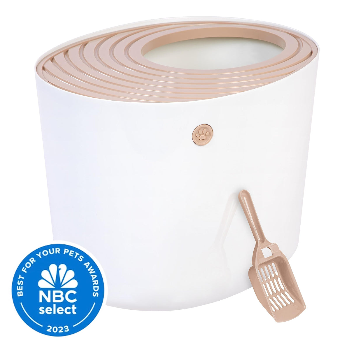 IRIS USA Cat Litter Box, Large Top Entry with Litter Catching Lid and Scoop, Dog Proof, Cat Box Enclosure, Beige/White IRIS USA, Inc.