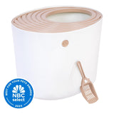IRIS USA Cat Litter Box, Large Top Entry with Litter Catching Lid and Scoop, Dog Proof, Cat Box Enclosure, Beige/White IRIS USA, Inc.