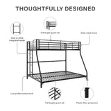 DHP Daven Quick-Assembly Twin-Over-Full Metal Bunk Bed with Ladder and Guardrails, Black DHP