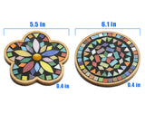 Lanyani 2 Sets of DIY Mosaic Craft Kits Mosaic Tiles Coaster Kit Make Your Own Mosaic Project Handmade Craft Set with Stained Glass Mosaic Tile Pieces for Decoration and Gift Lanyani