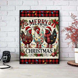 Merry Christmas Diamond Art Kits for Adults Beginners,DIY Diamond Painting Kits for Adults Animals Chicken,5D Full Round Drill Diamond Dots with Painting Gem Art Kits for Home Wall Decor 12x16 Inch SHICERNHJ