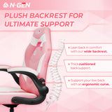N-GEN Video Gaming Computer Chair Ergonomic Office Chair Desk Chair with Lumbar Support Flip Up Arms Adjustable Height Swivel PU Leather Executive with Wheels for Adults Women Men (Pink) NEO CHAIR