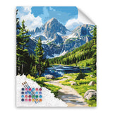 Cawpom Rocky Mountain National Park Paint by Number, Mountains Paint by Numbers Kit for Adults, Lake Tree Landscape Wall Art, Nature Scenery Acrylic Painting, Home Wall Decor(16x20inch, No Frame) Cawpom