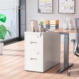 INTERGREAT 2 Drawer File Cabinet, White Metal Filing Cabinet with Lock, Lockable Narrow Storage Cabinet with 4 Adjustable Hanging Rods for Home Office INTERGREAT
