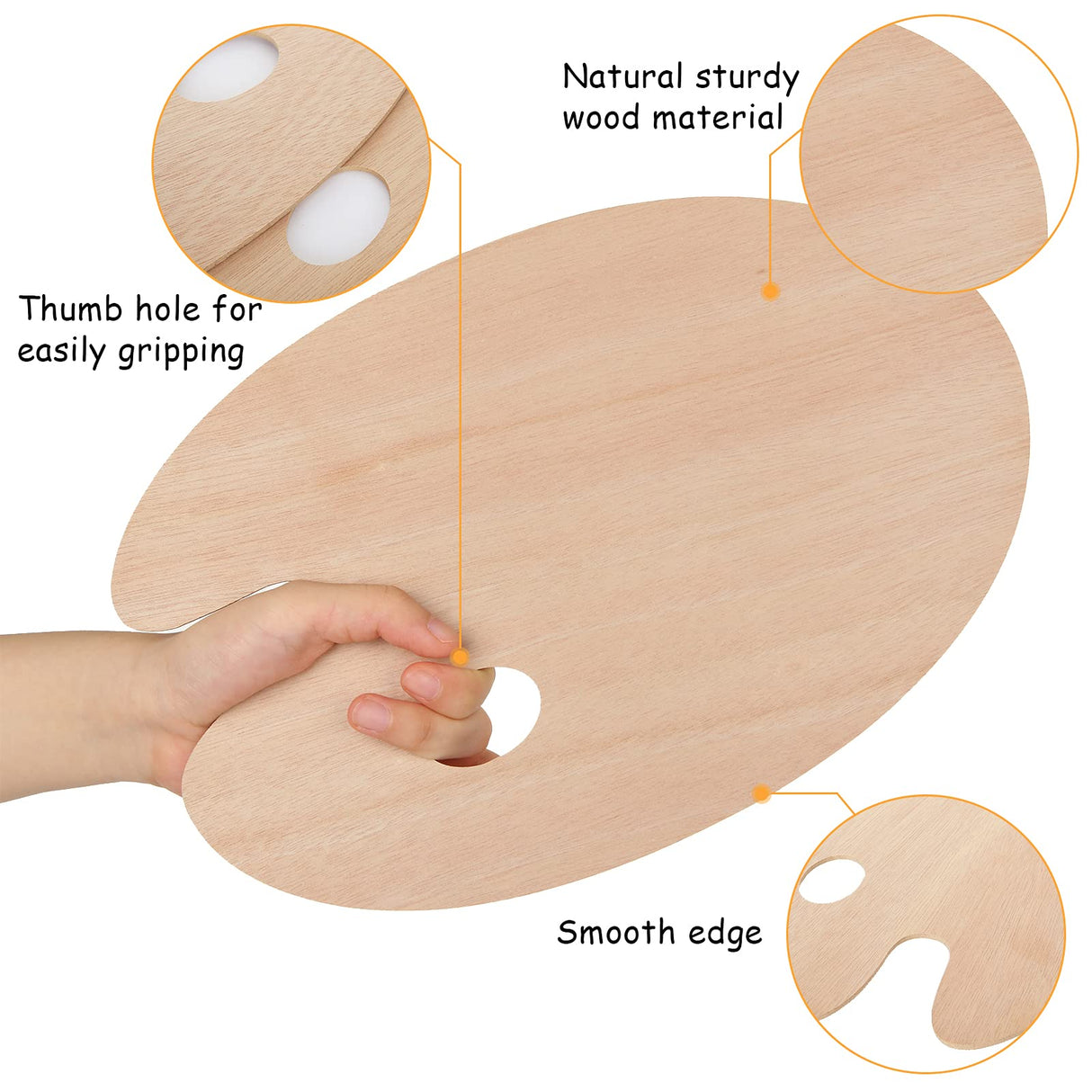 ZOEYES 20 Pack Oval-Shaped Oil Painting Palette with Thumb Hole, Wooden Art Palette for Painting (8 x 12 Inches) ZOEYES