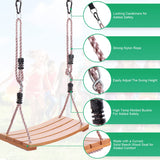 Wooden Tree Swing for Adults and Kids - Curved Wood Tree Swing Seat for Extra Comfort- includes Complete Tree Swing Hanging Kit- Indoor or Outdoor Rope Swing for Trees with Curved Wooden Swing Seat Roman Ventures