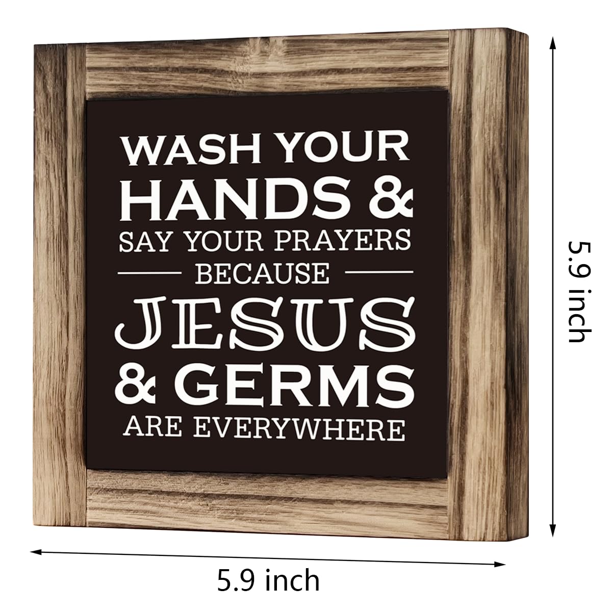 Christian Bathroom Sign - Wash Hands & Prayers, Rustic Wooden Tabletop Art, Farmhouse Washroom Decor JXZOLQ