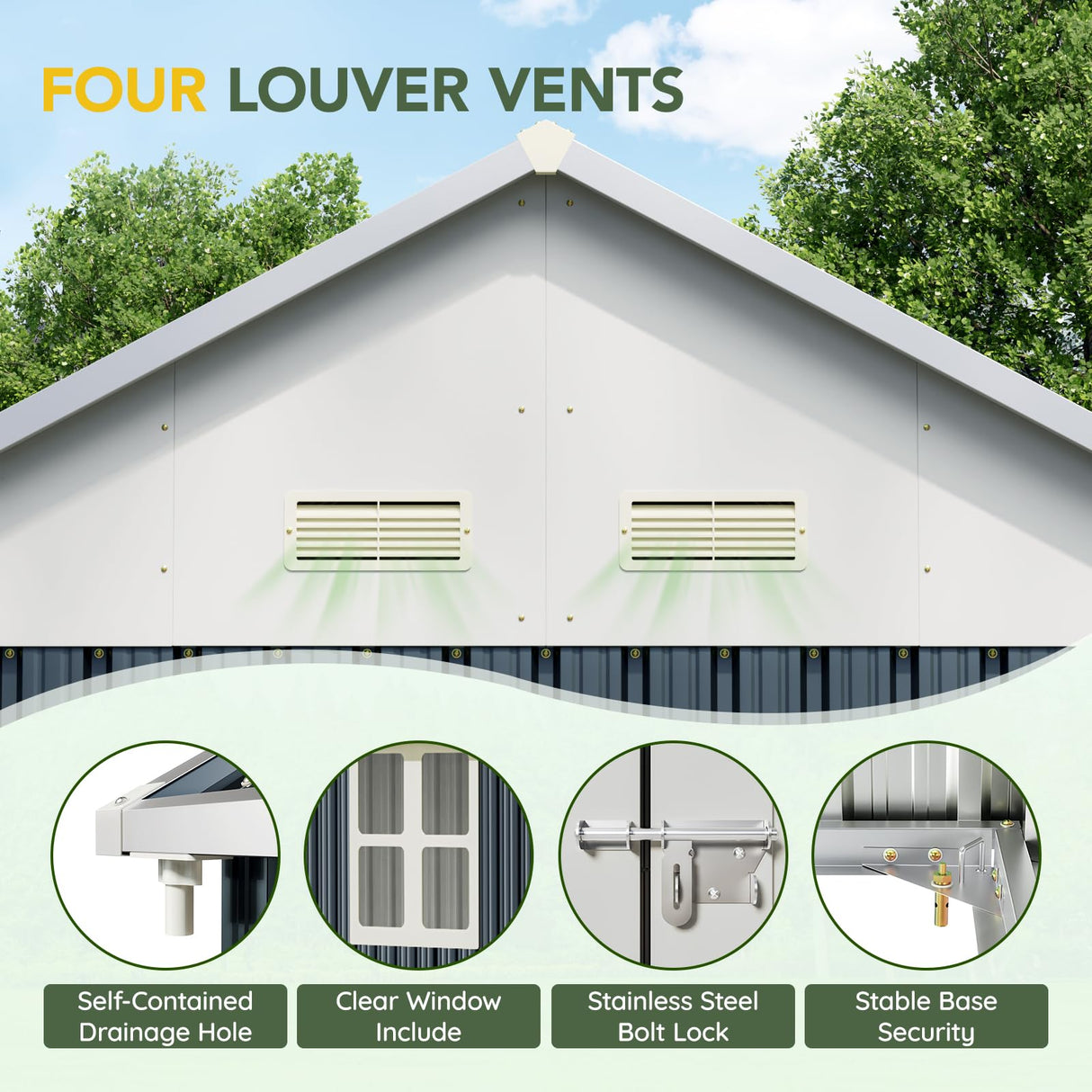 Breezz 8X10FT Outdoor Steel Storage Shed with Clear Window, Lockable Doors, Weather-Resistant Metal Tool Shed for Garden, Backyard, Patio, and Utility Storage.Nightblue BreezZ