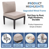 ALAULM 8 Pieces Metal Patio Furniture Set with Propane Fire Pit Table Metal Outdoor Furniture w/55000 BTU Fire Pit Patio Sectional Sofas w/5.1'' Sponge Cushions for Patio, Backyard, Poolside- Sand ALAULM