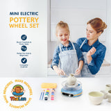 ThaLan Mini Pottery Wheel Kit, Pottery Wheel for Kids and Beginners, 4.7’’ Electric Clay Wheel, Adjustable Speed, Low Noise, Precision Control, 8Pcs Pottery Tools, (Blue) ThaLan