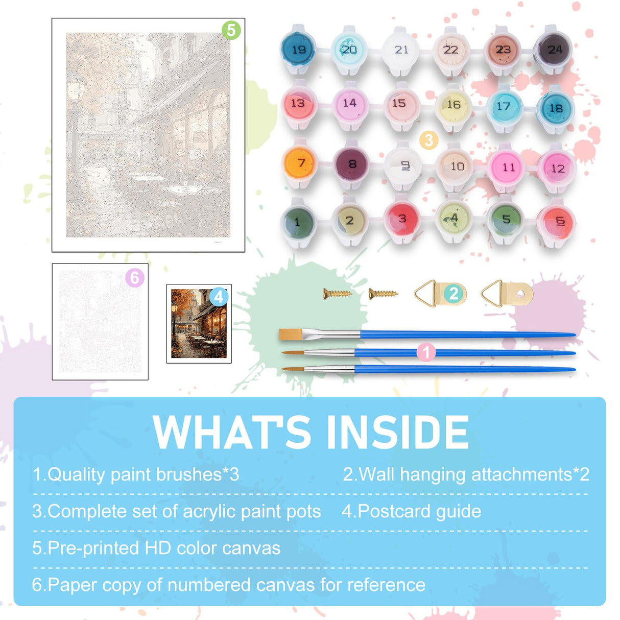 Paint by Numbers Kit for Adults- Street Cafe Adult Paint by Number Kits on Canvas for Beginners, Fall Scene DIY Acrylic Oil Number Painting Kits for Home Wall Decor Gift 16"x 20" (without Frame) Offito