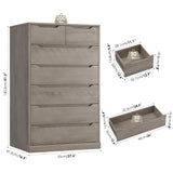 HITHOS 51" Tall 7 Drawers Dresser, Modern Grey Dresser, Wood Dressers & Chests of Drawers with Cut-Out Handles, Upright Drawer Chest, Accent Vertical Dressers Storage Cabinet for Living Room, Ash Gray HITHOS